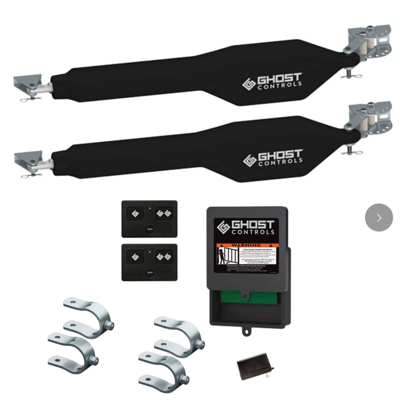 Dual Gate Opener for Residential Driveways Upgrade your property's security and convenience with the Dual Gate Opener, available at Larry Group of Companies Online Shop, Inc. This powerful and reliable gate opener is designed for dual swing gates weighing up to 900 pounds each or spanning up to 12 feet in length per gate, with a maximum combined opening of 24 feet. It’s the perfect solution for residential driveways with decorative, chain link, tube, plantation, and wood gates (not recommended for solid panel gates). What's in the Box: Gate Opener Arms: Two (2) heavy-duty arms for smooth dual gate operation. Control Box: Comes with an intuitive control panel for easy management. Remote Controls: Includes two (2) 3-button remote transmitters with visor clips for convenient access. Tube Gate Brackets: Simplifies installation on tube gates. Mounting Hardware: All necessary components for a seamless setup. Battery Harness: Ensures reliable power connection. AC Transformer: Included (16-gauge wire not included). Required: 12V battery (not included). Top Features: Extended Range: Remote control range of up to 1,000 feet for effortless access. Easy Installation: No welding or high-voltage electrical work required. Designed for DIY installation with common tools. Smart Compatibility: Integrates with third-party devices for smartphone control (app sold separately). Quiet and Reliable: Built for smooth, quiet operation and long-lasting performance. Certified Safety: ETL Listed for safety and reliability. Assurance: 18-Month Assurance: Covers the complete kit for peace of mind. Limited Lifetime Assurance: Safeguards the motor and gear assembly for lasting performance. Perfect For: Residential driveways Decorative and tube gates Homeowners looking for reliable and smart access control Order your Dual Gate Opener now at Larry Group of Companies Online Shop, Inc and experience enhanced security and convenience for your property.