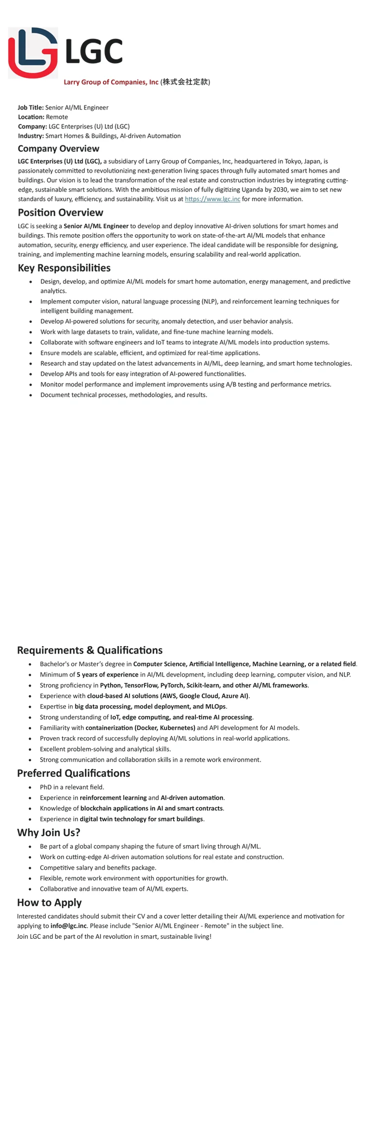 Senior AI/ML Engineer (Remote)